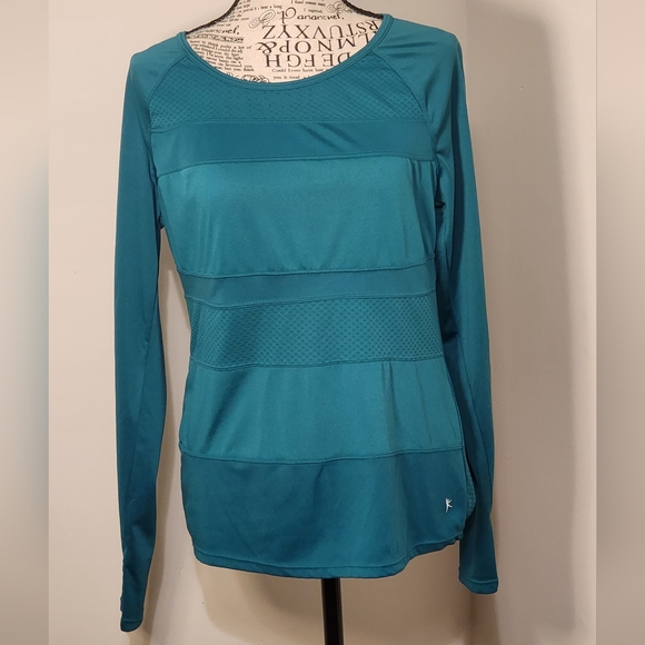Teal Long Sleeve Women's Athletic Top - Picture 2 of 7